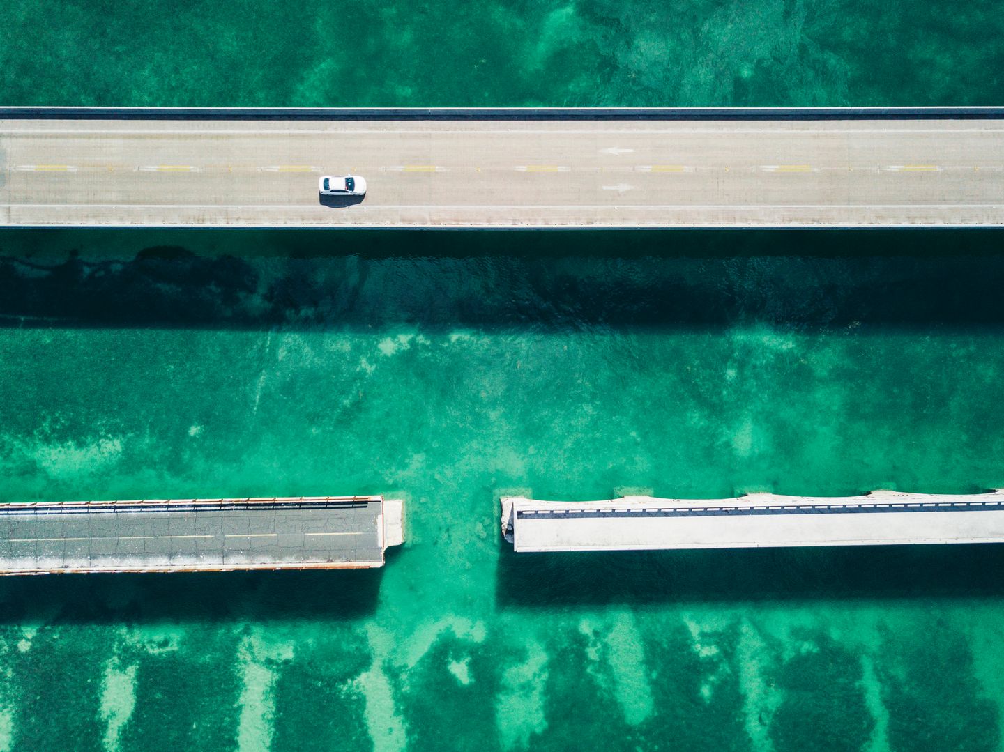 Bridge in Florida Keys from drone point of view